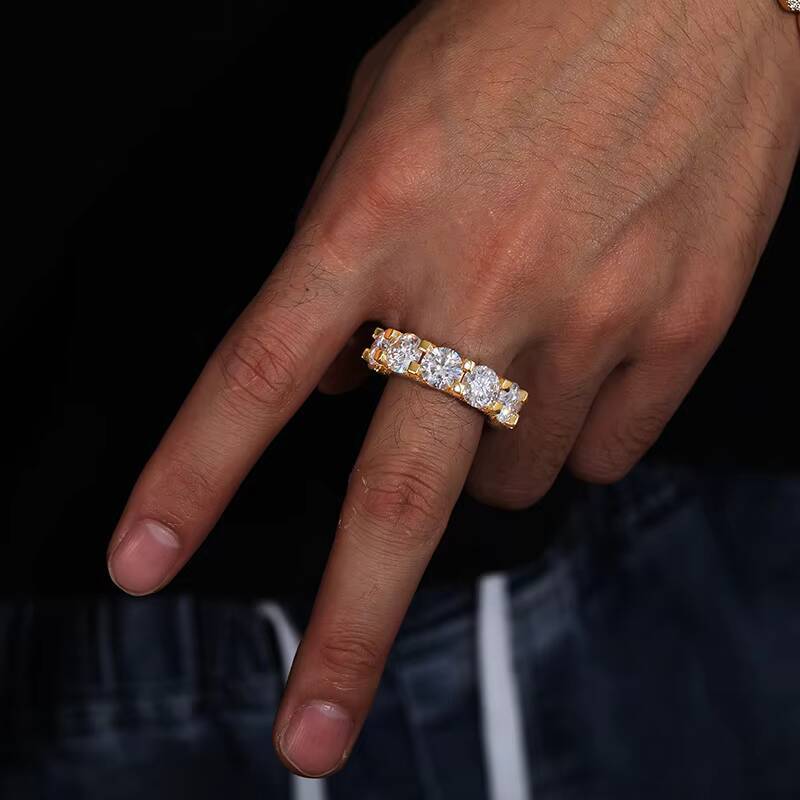 Luxury Engagement Fine Jewelry 925 Sterling Silver 1 Row 3mm-8mm VVS Moissanite Diamond Wedding Band Ring for Men Women Girls