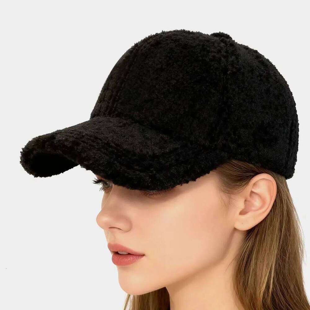 Winter Lamb Wool Solid Color Plain Baseball Cap - Warm Teddy Fleece, Face-Flattering, Structured Crown Y260304