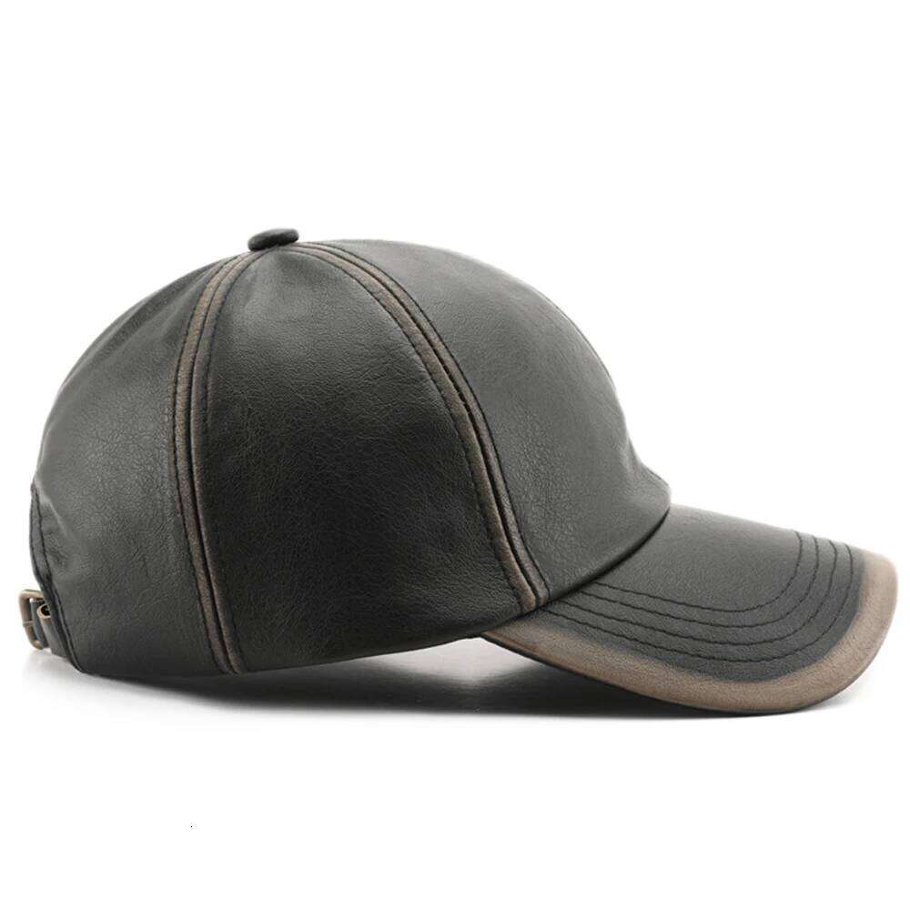 FS Black Brown Retro PU Leather Cap For Men Winter Women Hats Luxury Brand Baseball Caps Outdoor Sports Golf Hat Bone Masculino Y260304