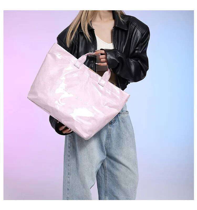 Korean version Instagram trendy fashion personality PVC transparent tote bag, niche women's temperament handbag shoulder bag XJ260306