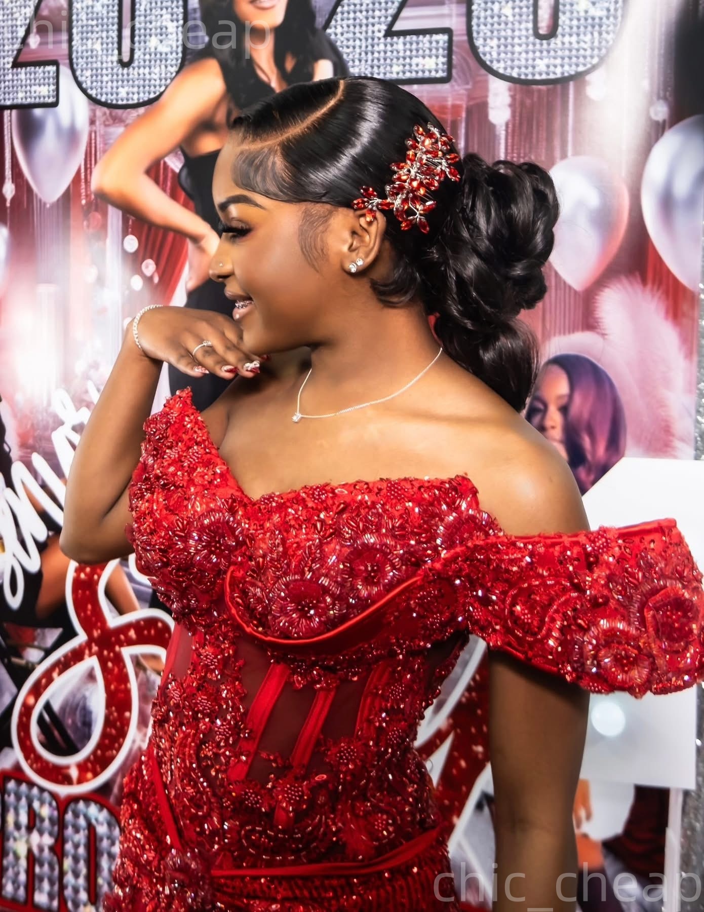 2K26 Red Prom Dress 2026 Mermaid Prom Dress Appliques Beaded Lace Sequined Evening Dresses For Black Women Birthday Party Formal Receiption Gowns Dres