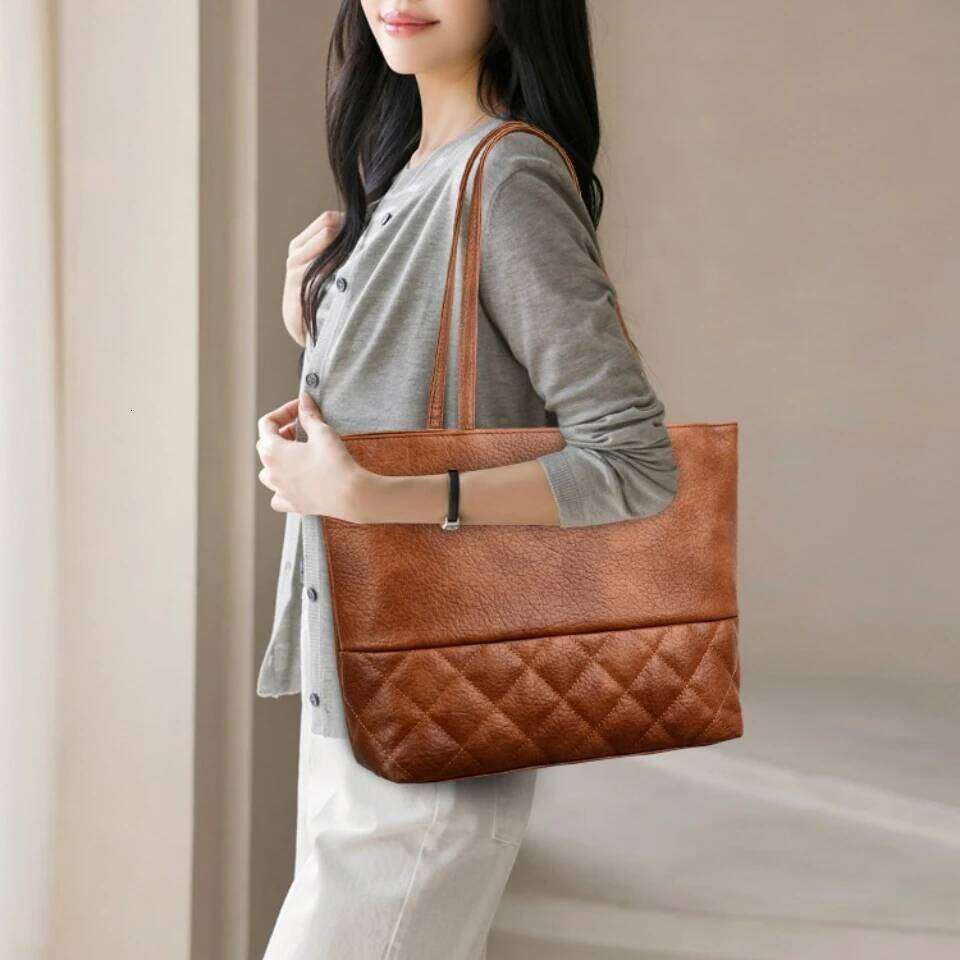 Genuine Brand Soft PU Leather Large Capacity Handbags Women Shoulder Bags Luxury Designer Tote Commute Hand Top-handle Bag 2026 XJ260306