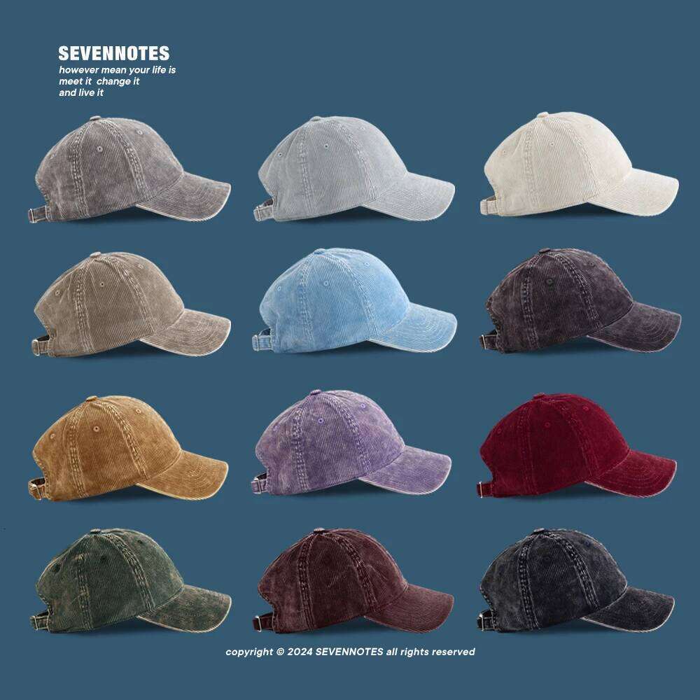 American Retro High-quality Corduroy Baseball Caps for Women Autumn and Winter New Versatile Washed Craft Casual Men's Hats Y260304