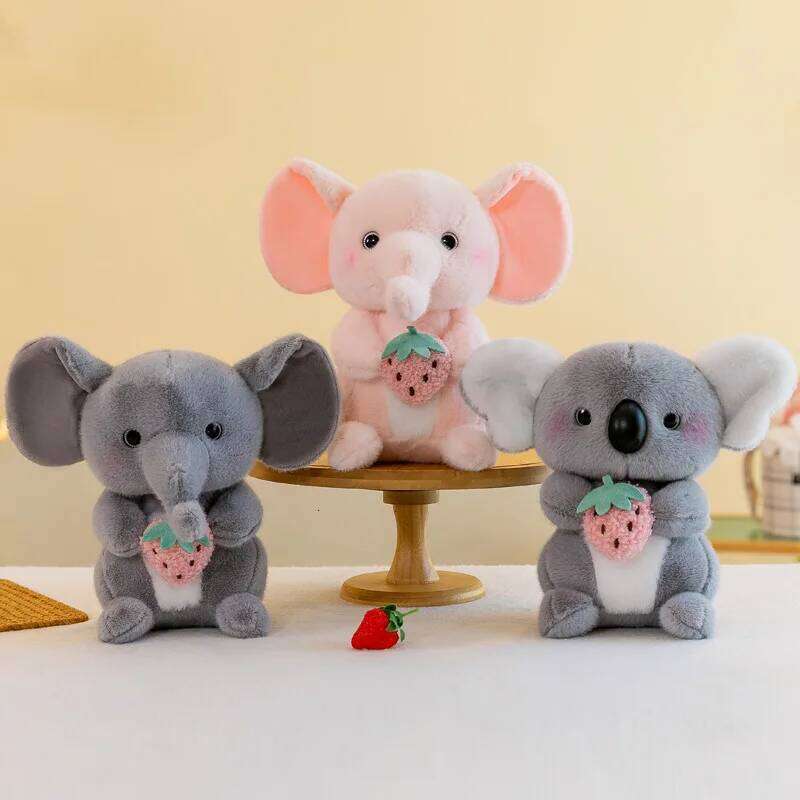 Cute Grey Shy Netflix Little Koala Hugging Strawberry Plush Doll R260908 - view 3
