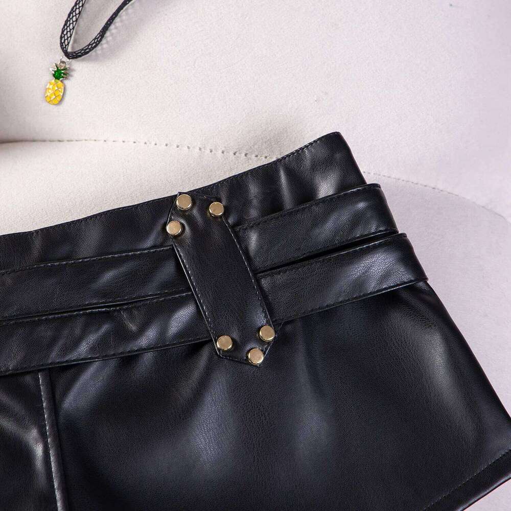 Nightclub Sexy Y2k Low Waist Hip PU Leather Super Bootys Shorts Women Autumn New XJ260306