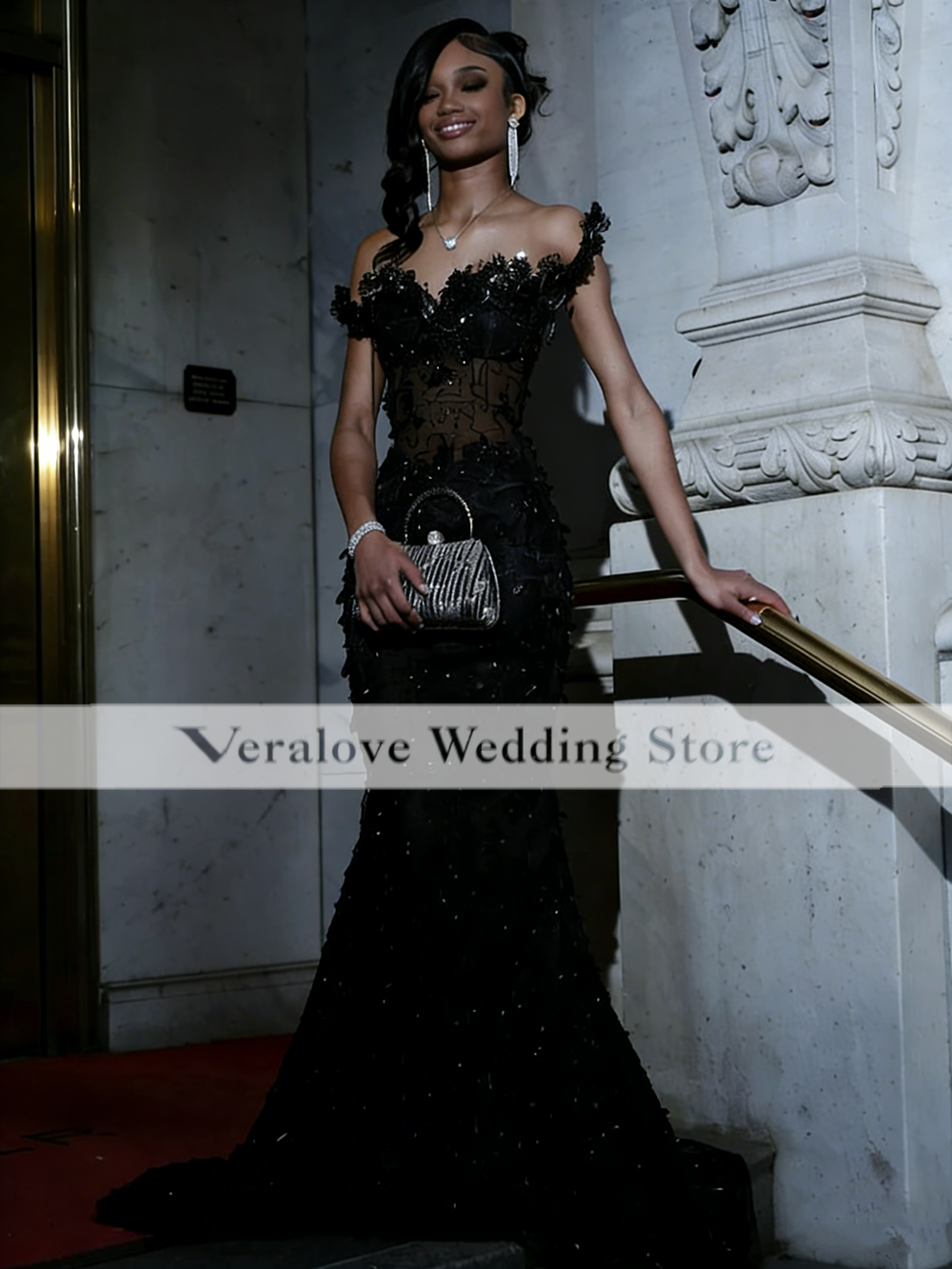 Aso Ebi Black Prom Dresses 2026 Luxury Bead Rhinestones African Formal Party Gala Birthday Evening Gown Customized