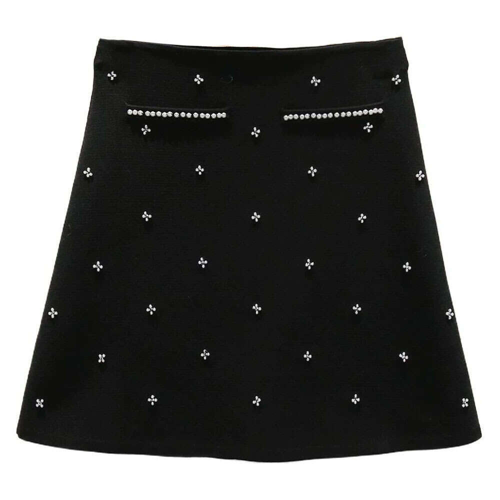 2026 Spring and Summer French Fashion Short Style Diamond embellished Sleeveless Tank Top Comfortable A-line Knitted Skirt Set