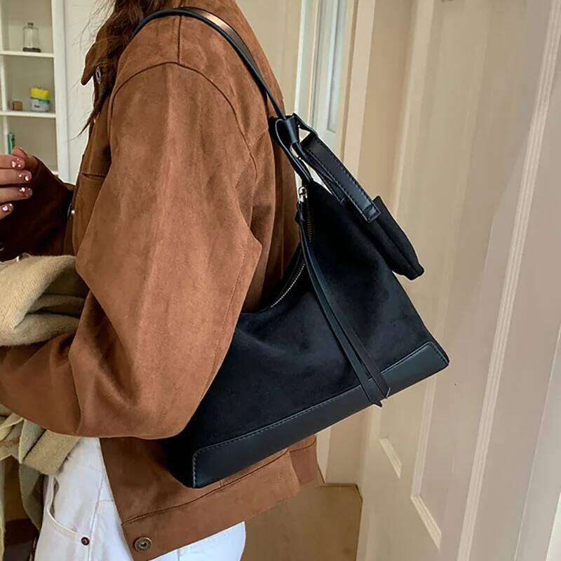 Korean Retro Pu Armpit Suede Tote Casual Commuting Women'S Large Capacity Shoulder Crossbody Bag XJ260306