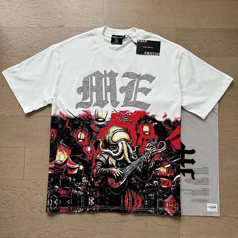 MIXED EMOTION Top Heavyweight 100% Cotton T-Shirt Mixed Emotions Men's Shirt Streetwear Graphic Print Oversized Men's T-Shirt