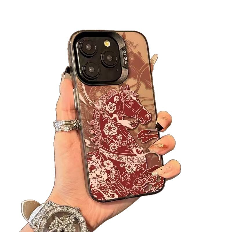 Paper-cut Pegasus phone case suitable for Apple 17, iPhone 16 Pro Max, new models 15 Pro/14/13/12, Year of the Horse
