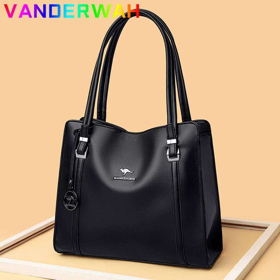 Genuine Soft Pu Leather Handbags for Women Vintage Shoulder Tote Bag Luxury Designer Ladies Large Capacity Purse Bags Sac A Main XJ260306