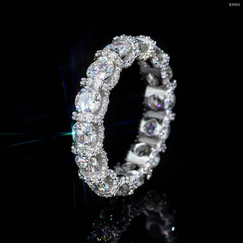 Wholesale Factory Price Bling Iced Out Moissanite Jewelry 925 Silver Diamond Jewelry Hiphop Eternity Moissanite Ring