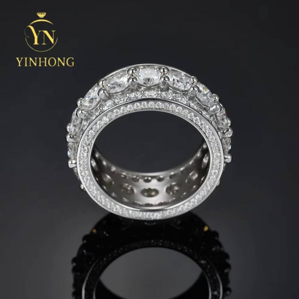 Wholesale Custom Jewelry Luxury Hip Hop Jewelry Real 925 Sterling Silver Hip Hop Moissanite Ring