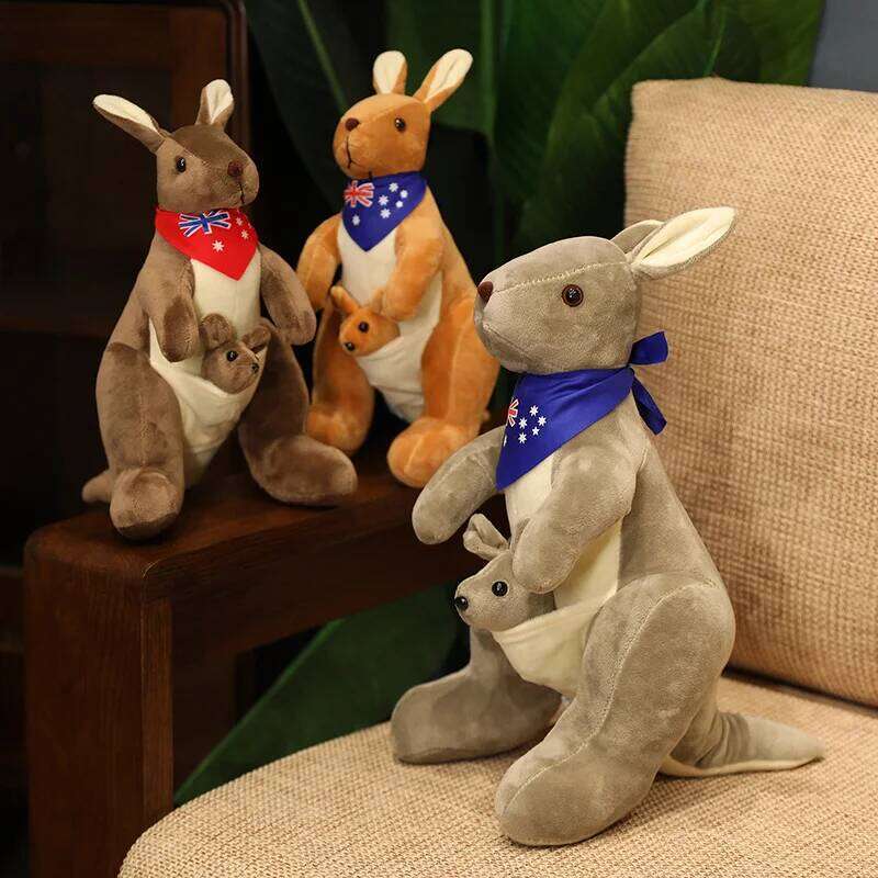 Lifelike Scarf Mum With Baby Plush Kids Toy Simulation Australian Animals Kangaroo Plushie Funny Gift for Children R260908 - view 5