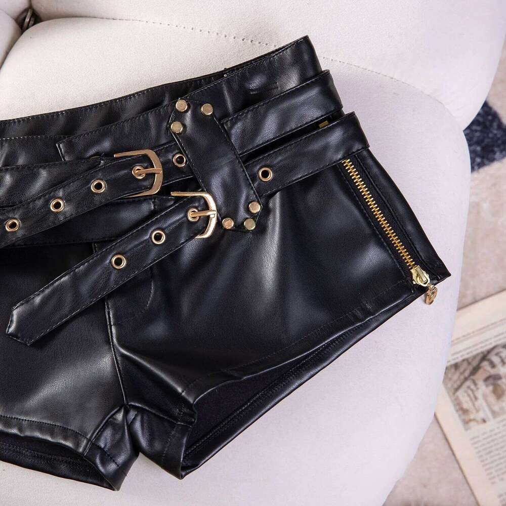 Nightclub Sexy Y2k Low Waist Hip PU Leather Super Bootys Shorts Women Autumn New XJ260306