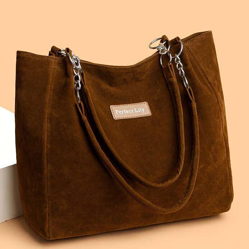 New faux suede women's single-shoulder large-capacity tote bag, retro and artistic handbag XJ260306