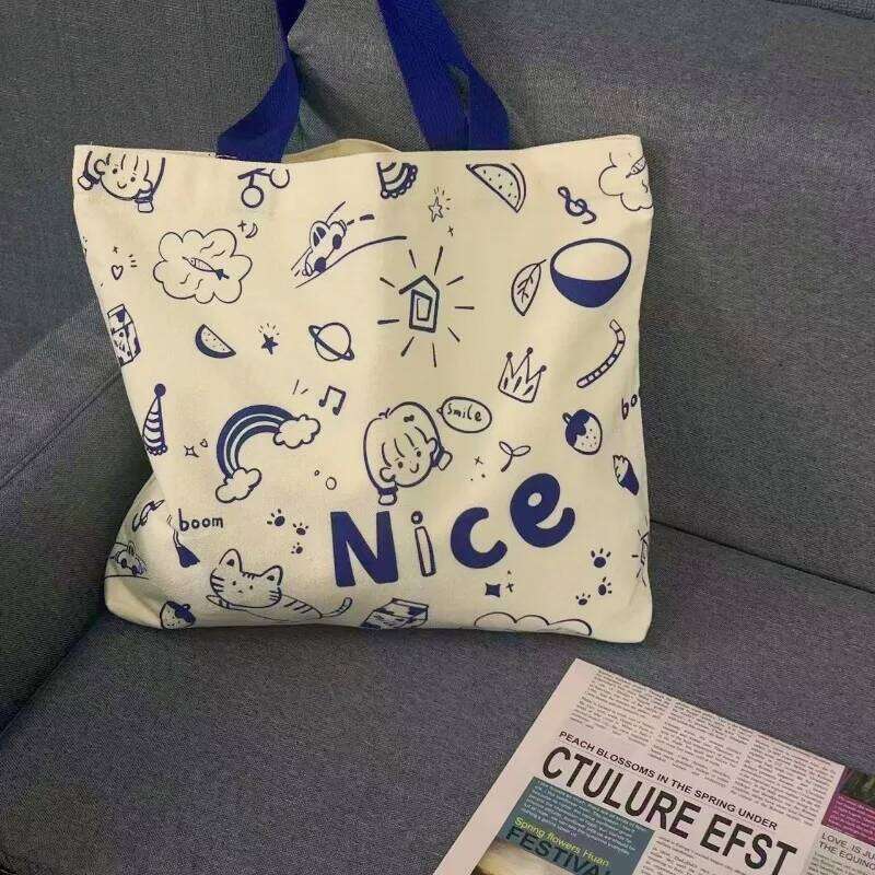 Korean Version of The Female College Students Cute Class Shoulder Bag Large Capacity Tote Graffiti Canvas Backpack XJ260306