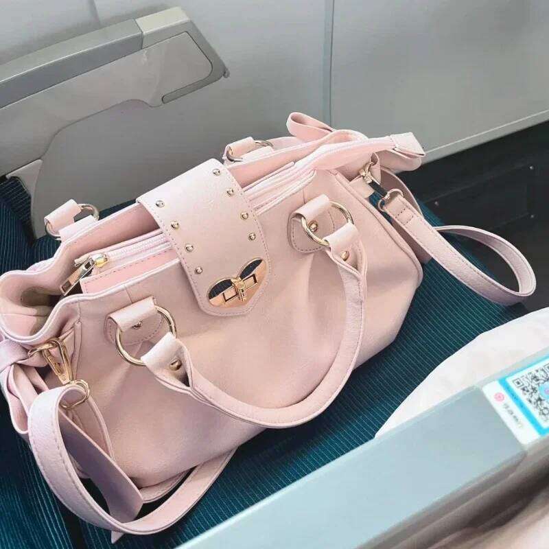 Kawaii Bow Lolita Pink Shoulder Bag Japanese Style Sweet Love Heart Crossbody Bags for Women Cute Large Capacity Handbags Girl XJ260306
