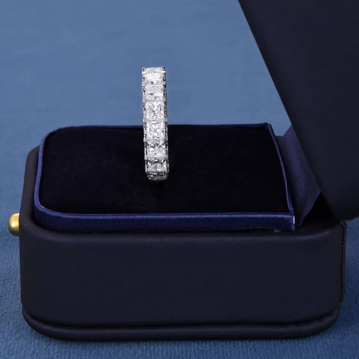 Custom Luxury S925 Silver 9k 10k 14k 18k Gold VVS D Moissanite Full Iced Out Lab Growth Diamond Wedding Engagement Band