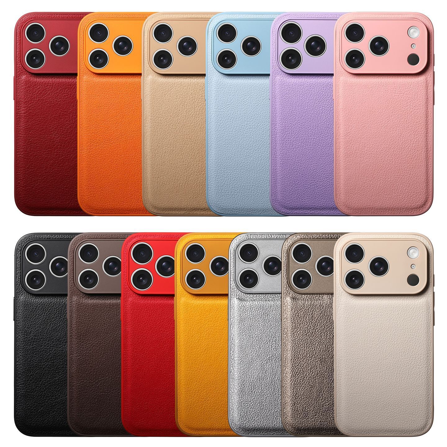 Apple 17pm Phone Lychee Compatible Leather Texture Two-in-One iPhone 14 Pro Skin Protective Case 15/16