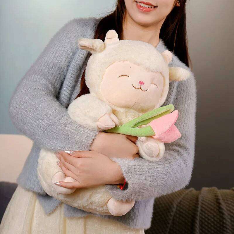 1pcs25cm cute tulip lamb baa plush toy hugging flower sheep children soothing rag doll gifts R260908 - view 4