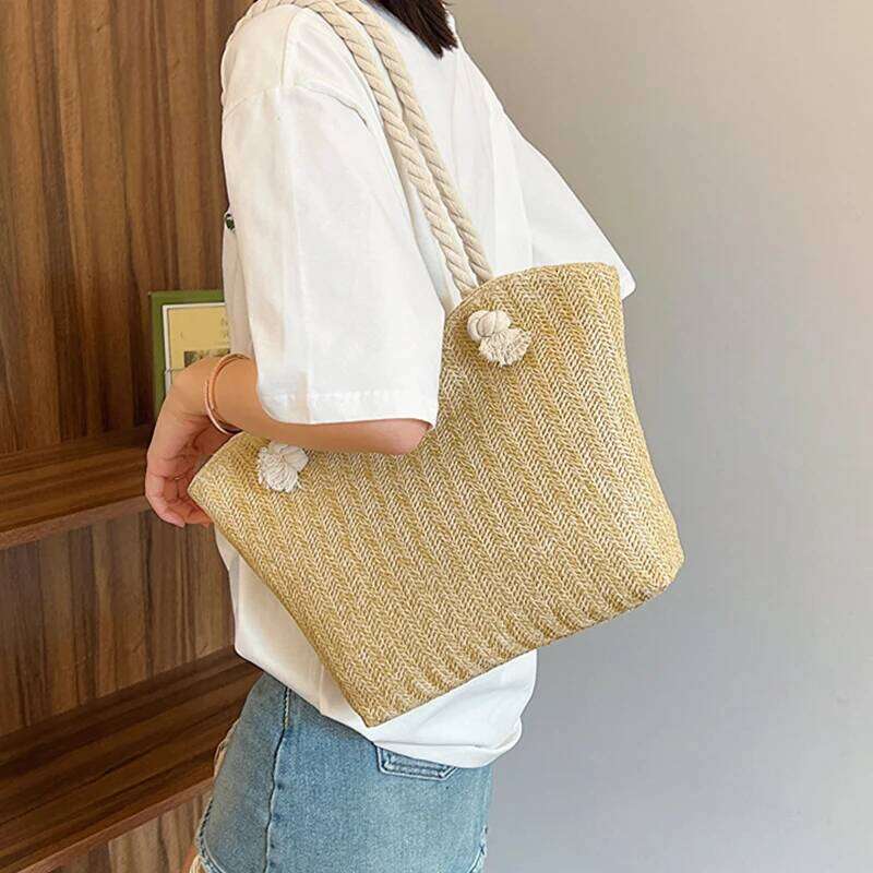 Luxury Design Women Raffia Large Capacity Tote Handbag Summer Beach Vacation Bohemian Shoulder Bag XJ260306