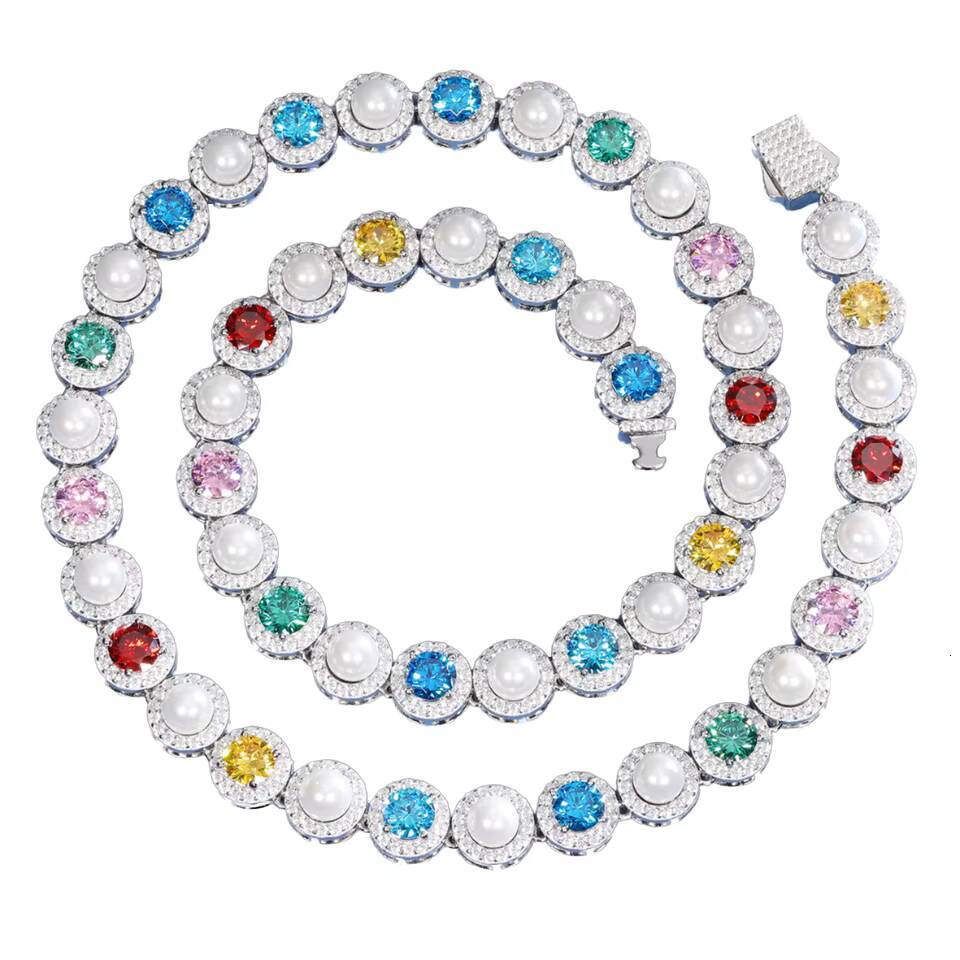 Pearl Series 95mm 925 Sterling Silver Rose Gold Plated Mixed Colored VVS Moissanite Gemstone Freshwater Pearl Trendy Wedding