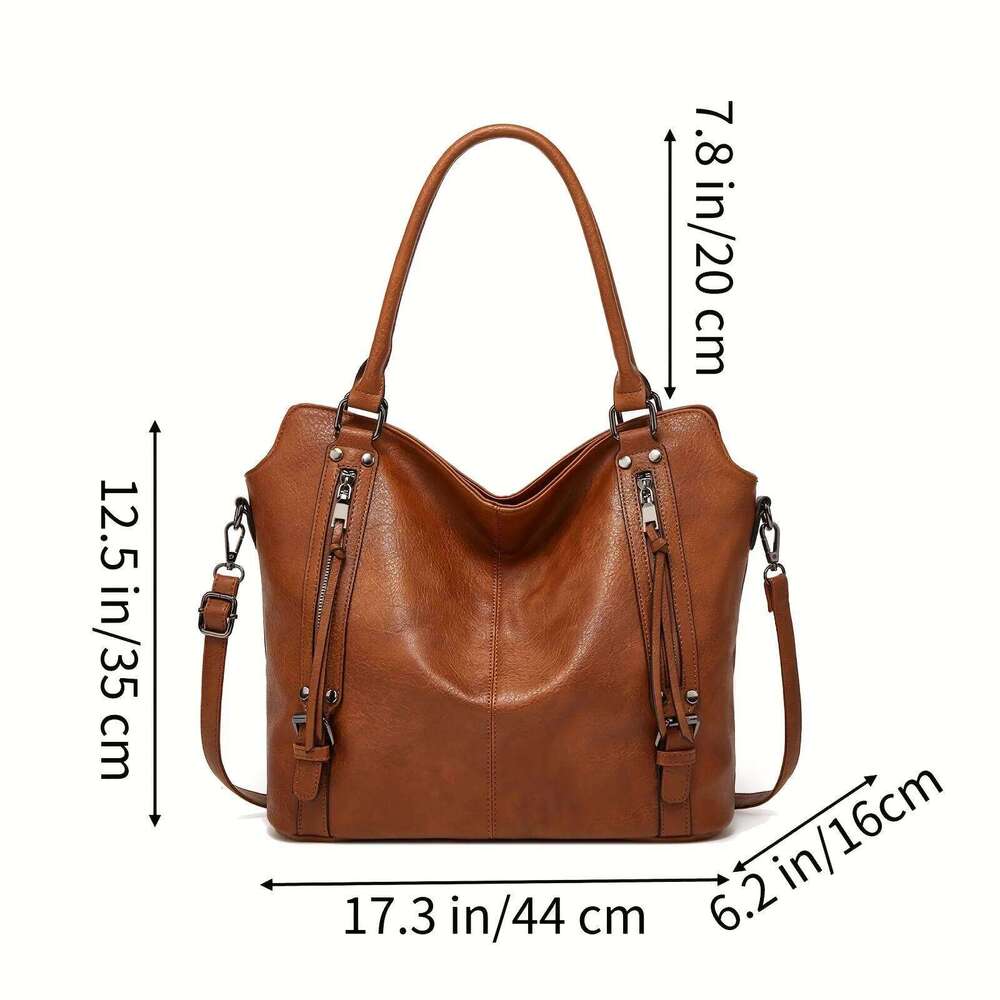 2 piece set+women's tote PU leather capacity large pocket handbag crossbody bag Adjustable shoulder strap XJ260306