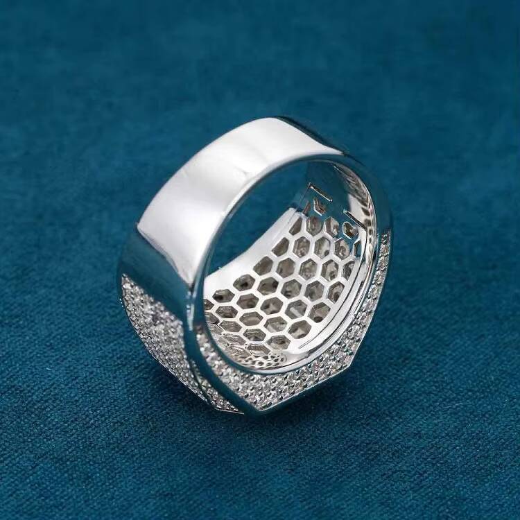 Custom Iced Out Hip Hop Moissanite Ring for Men VVS Diamond Cut 925 Sterling Silver Engagement Wedding Jewelry GRA Certified