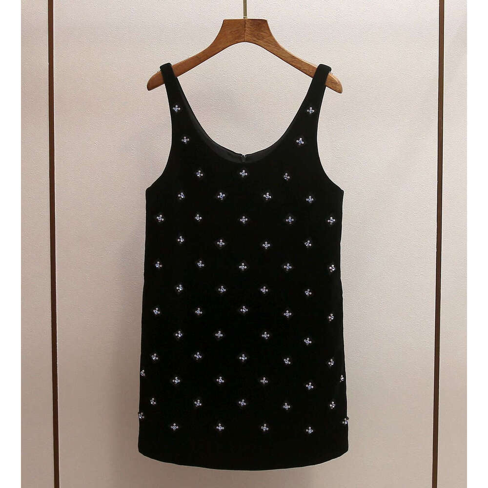 2026 designer high-end women's clothing spring and summer new c10 elegant social style heavy bead straight belt dress