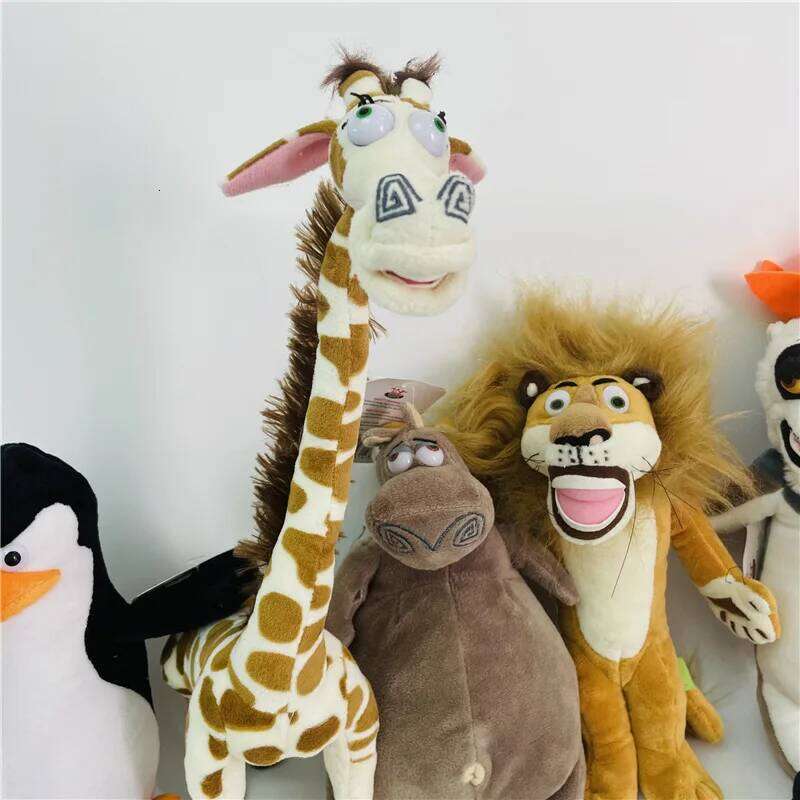 20-35CM 6 Styles Madagascar Plush Toys Stuffed Soft Animal Dolls Giraffe Hippo Lion Penguin Zebra Lemurs Figure Gift for Kids R260908 - view 3