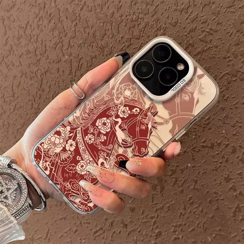 Paper-cut Pegasus phone case suitable for Apple 17, iPhone 16 Pro Max, new models 15 Pro/14/13/12, Year of the Horse