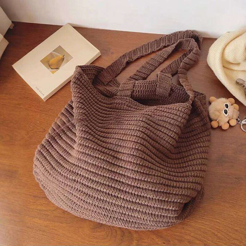 High-capacity Shoulder Handbags Women Vintage Casual Shopping Underarm Bag Knitted Aesthetic Shopper Tote Bags XJ260306