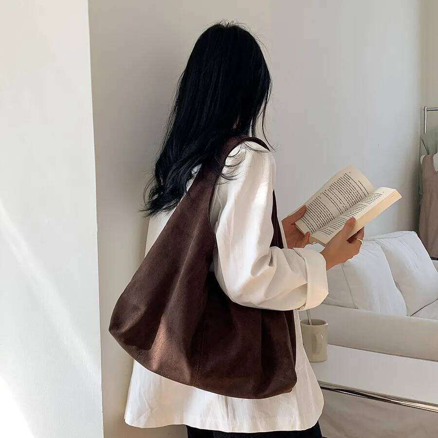 Vintage Faux Suede Hobos Women Shoulder Bags Large Capacity Tote Bag Retro Trend Autumn Big Shopper Purses Handbags 2025 XJ260306