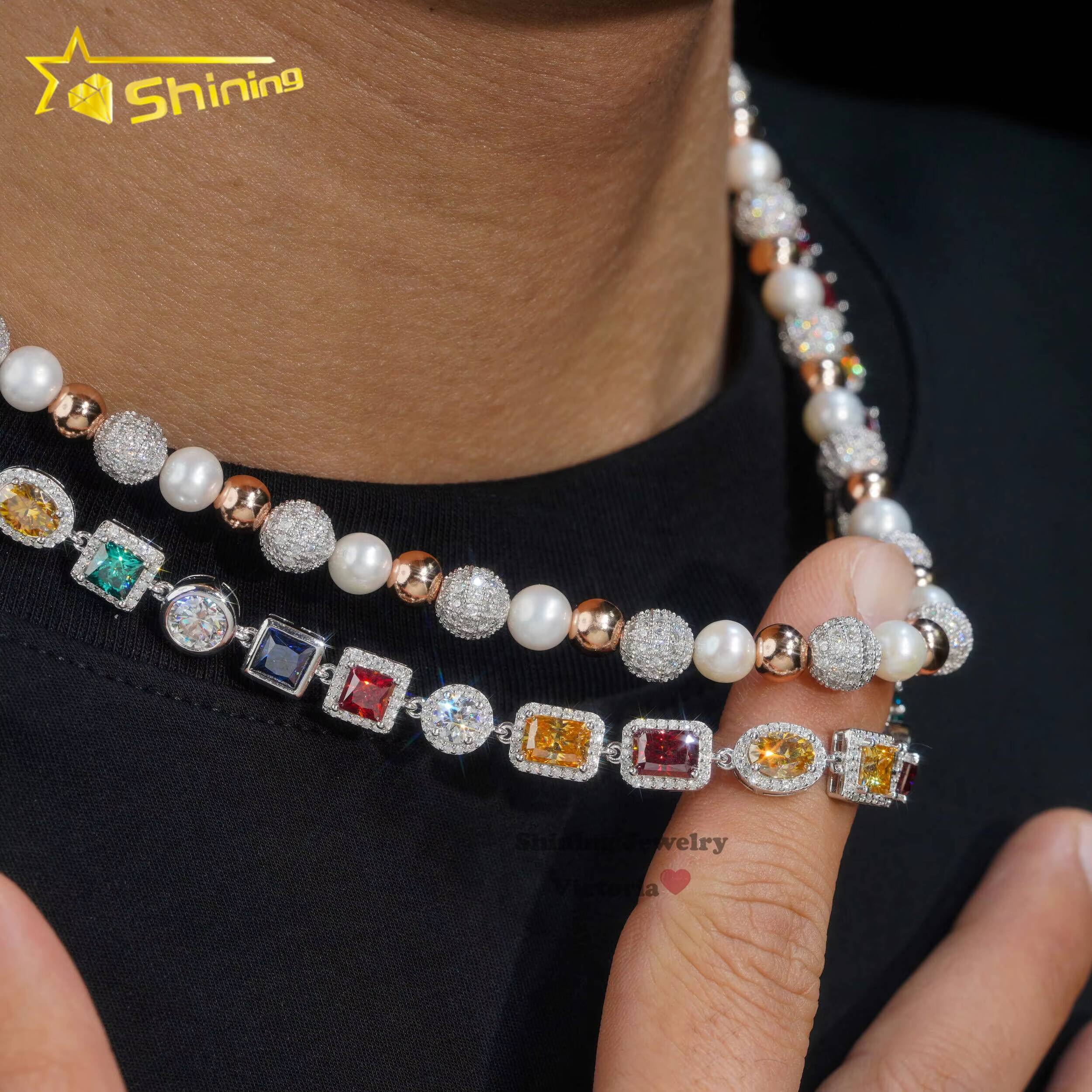 Rapper Jewelry 8mm 10mm Hip Hop Necklace Sterling Silver Vvs Moissanite Diamond Link Chain Moissanite Jewelry for Man Women