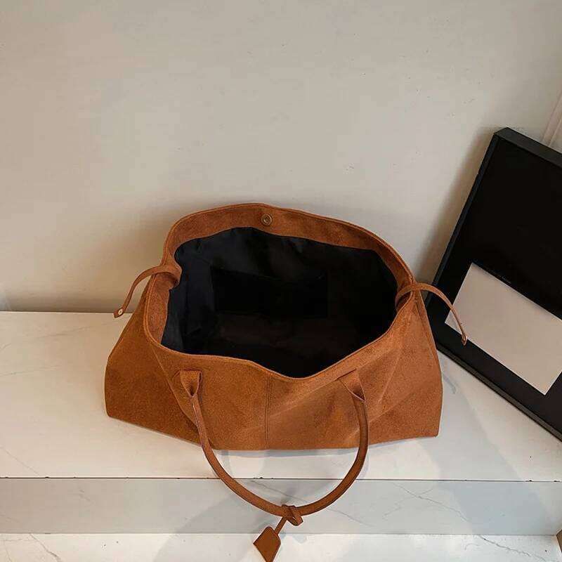 Elegant Pouch Shoulder Korean Style Storage Handbag Suede Bucket All-match Underarm Tote Bag XJ260306