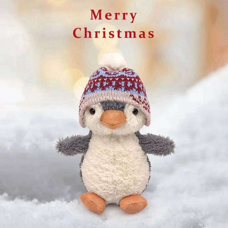 Cute Wear Hat Soft Plush Pendant Toy Baby Comfort Sleep Doll Fluffy Penguin Stuffed Animal Birthday Christmas Gift Decor R260908 - view 7