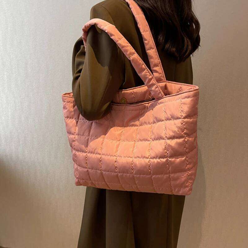 Large Capacity Winter Shoulder Female Solid Color Handbags Cotton Casual Shopper Tote For Women Fashion Top Handle Bag bolsa XJ260306