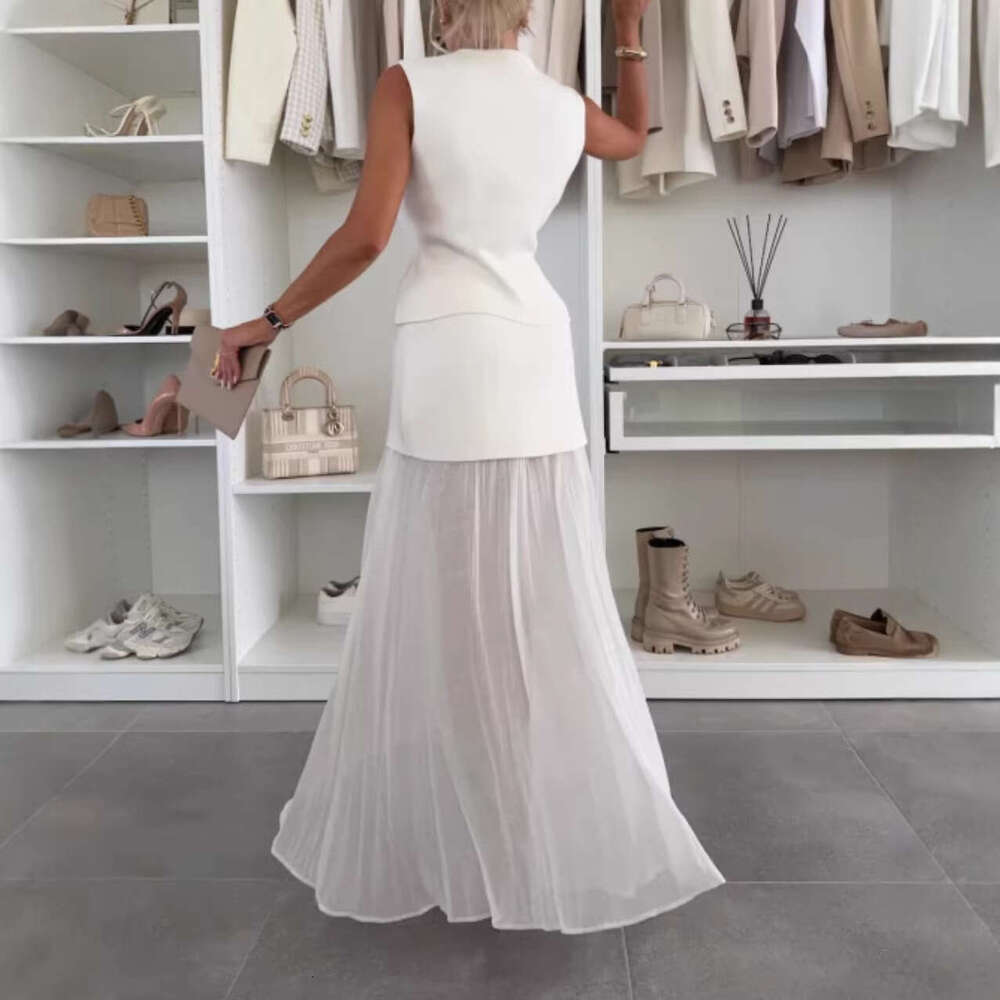 2026 Spring and Summer French New A13 Women's Fashion Knitted Tank Top and Thin Skirt Fashion Set