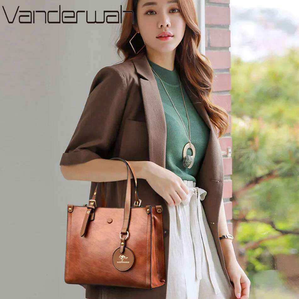 3 Layers Casual Vintage Ladies Tote Hand Bag Leather Luxury Handbags Designer Bags for Women 2024 Sac A Main Femme XJ260306