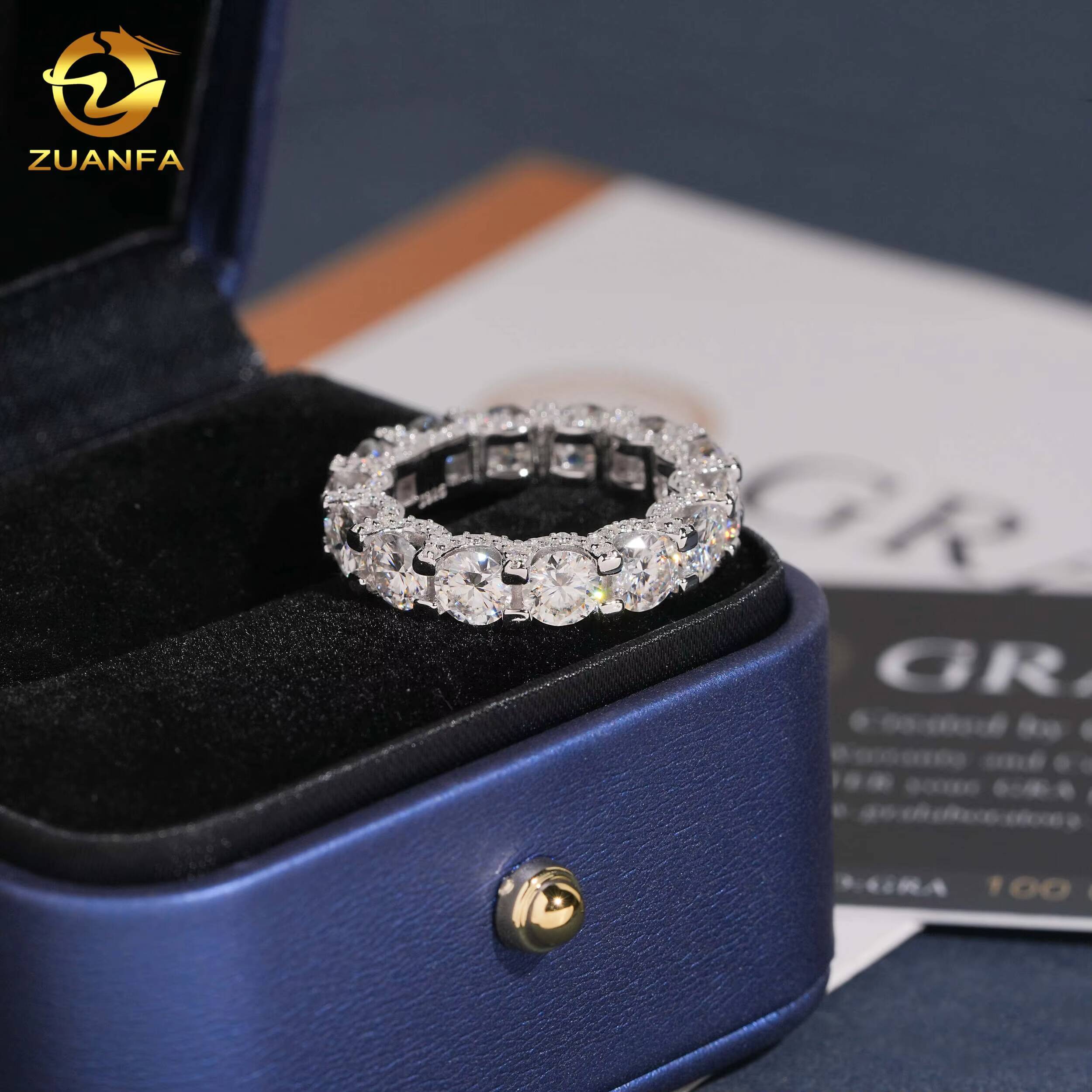 New Arrivals Hot Sale Hip Hop Design Moissanite Ring Pass Diamond Test S925 Silver Round Iced Out Ring Mens