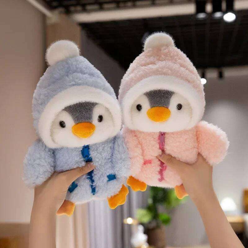 New Cute Plush Toy Baby Comforting Sleep Doll Fluffy Penguin Wearing Clothes Hats Stuffed Animal Pillow Birthday Gifts R260908 - view 5