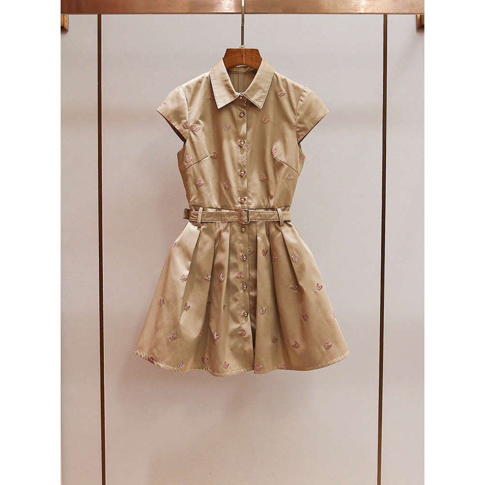 2026 High end Women's Autumn New Small Fragrant Bow Embroidered A-line Waist Dress