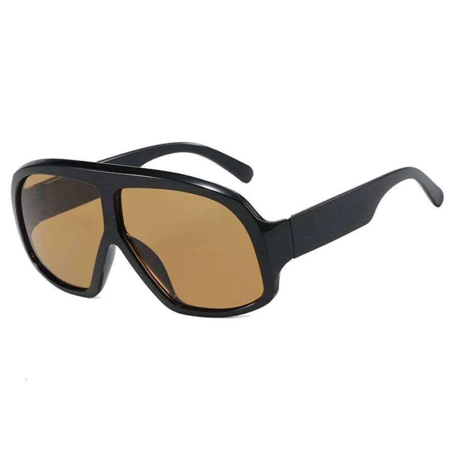 New Retro Big Frame Square Women Brand Black Gradient Cool Men Sunglasses One Piece Pilot Sun Glasses Z260306