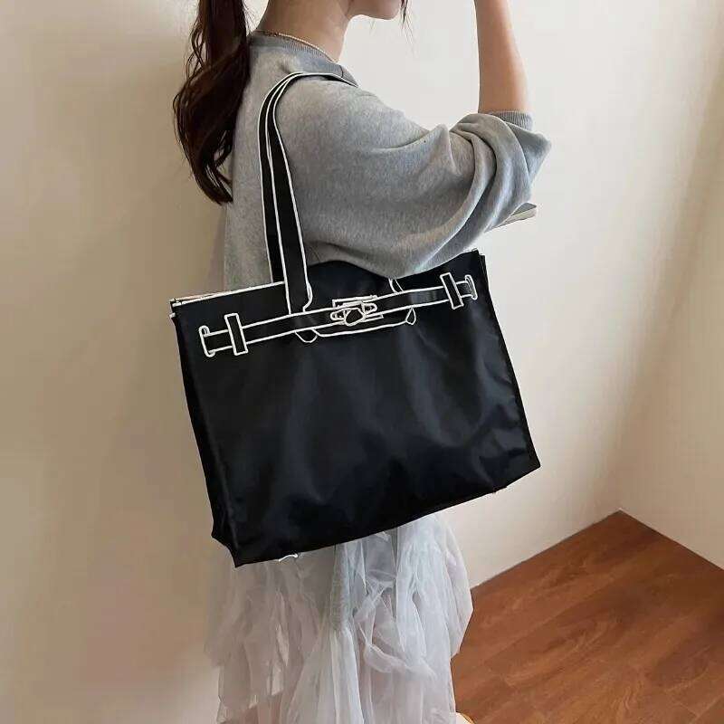 Stylish Design Solid Color Embroidery Shoulder Bags 2025 New High Quality Soft Nylon Large Capacity Sewing Thread Handbags XJ260306