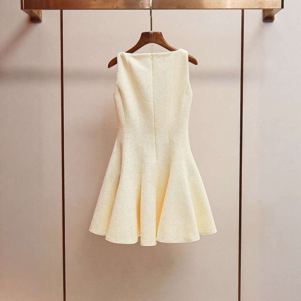 2026 Spring and Summer New Korean Sweet Celebrity Style Elegant Twill Waist Strap Sleeveless Women's Short Tank Top Dress