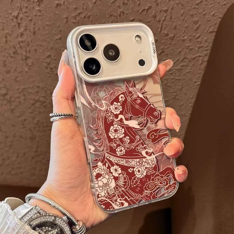 Paper-cut Pegasus phone case suitable for Apple 17, iPhone 16 Pro Max, new models 15 Pro/14/13/12, Year of the Horse