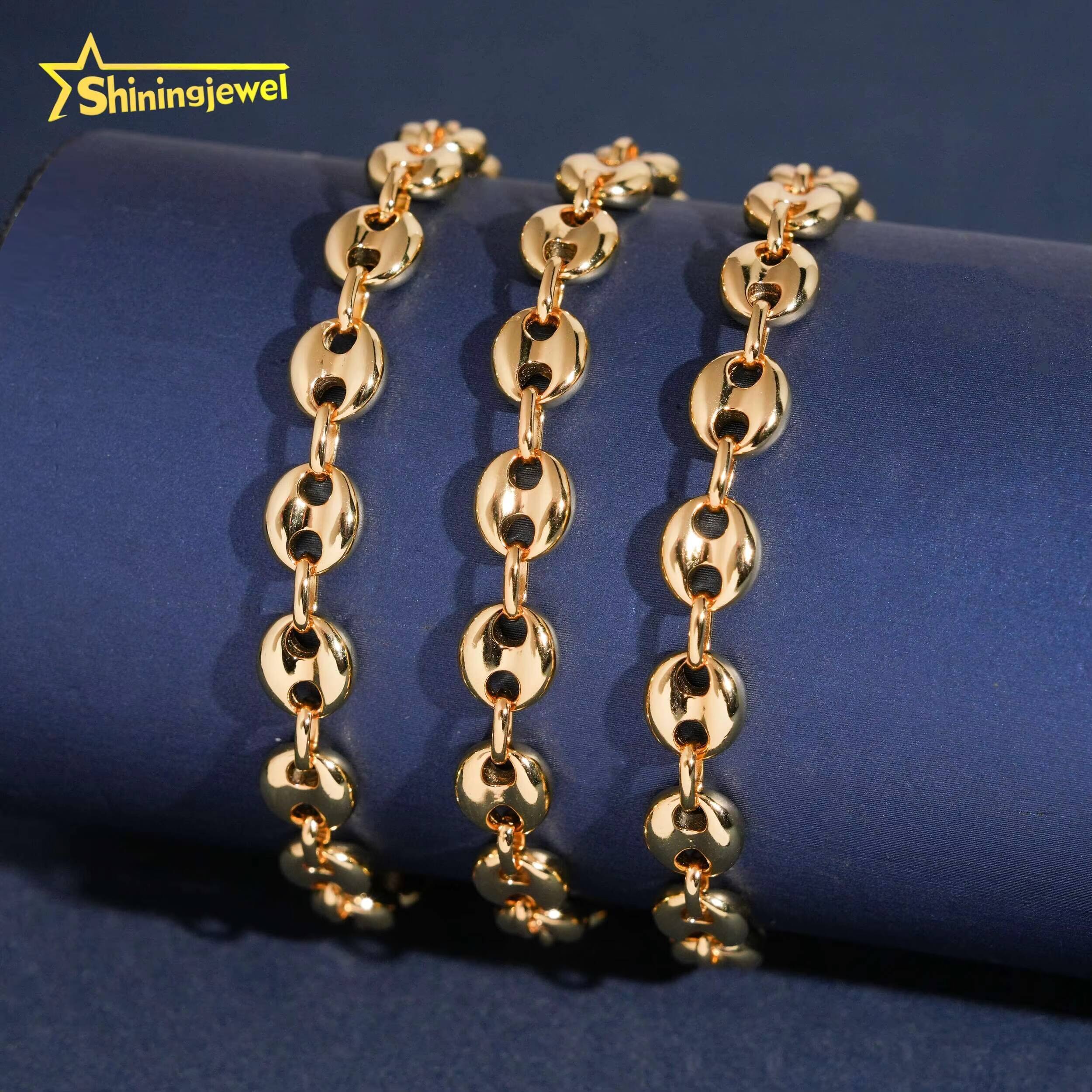 16K Gold Plated Factory Wholesale Price Hip Hop Jewelry Bracelet Solid 925 Silver Pig Nose Chain Men Chain Necklace