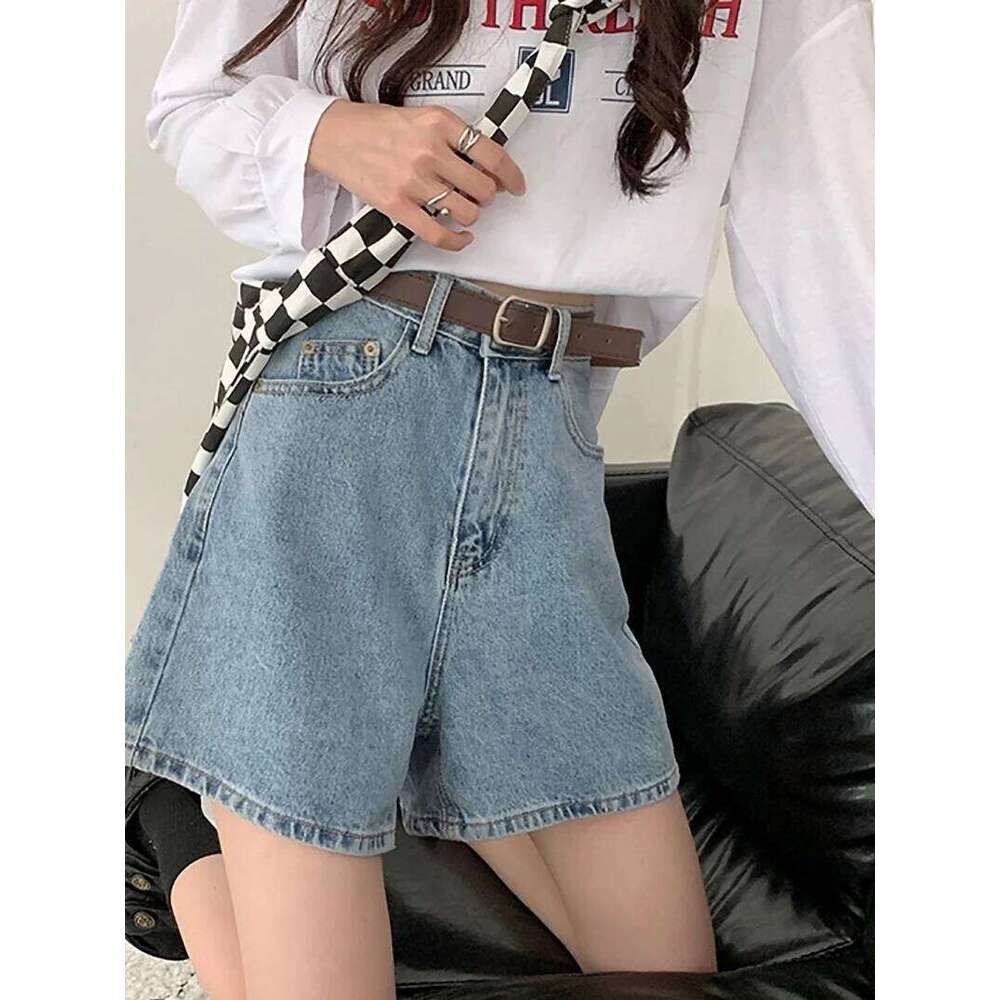 ZHISILAO Casual High Waist Denim Women Pocket Basic Wide Leg A-line Jeans Shorts Femme Summer 2022 XJ260306