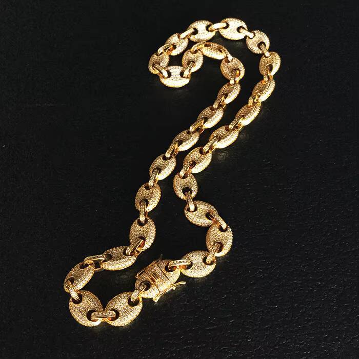 Hip Hop Mens Necklace Quality 5A Zircon Pig Nose with Cuban Link Chain Fashionable Jewelry for Weddings and Gifts
